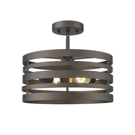 Chloe Lighting Chloe Lighting CH2H122RB13-SF2 Paisley Farmhouse 2 Light Rubbed Bronze Semi-Flush Ceiling Fixture - 13 in. CH2H122RB13-SF2